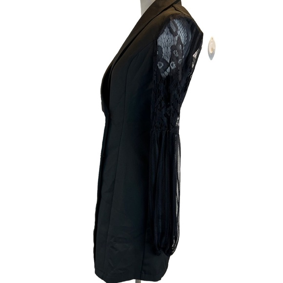 Boohoo US 6 Black Lace Sleeve Blazer Dress - Picture 4 of 8